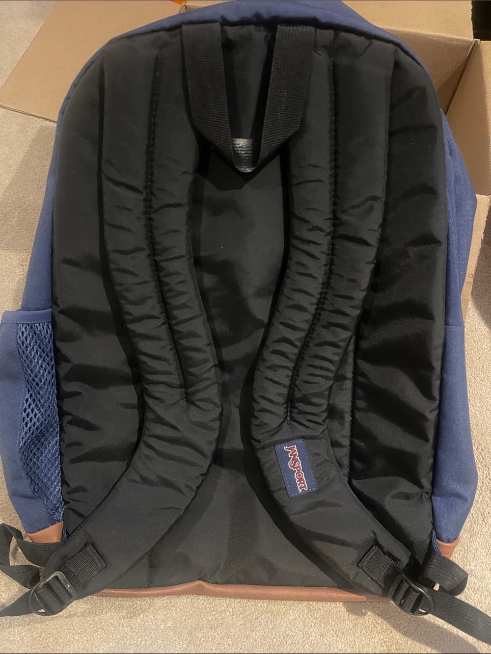 Jansport Navy Backpack with Brown Base Accent - Picture 2 of 3